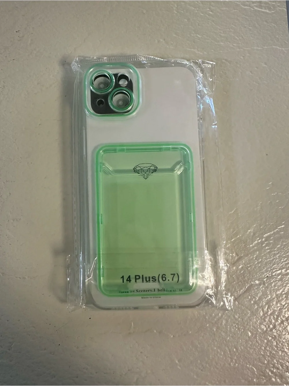 Neon Green Card Holder iPhone 14 Plus Case